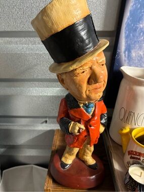 Chalk-ware vintage 1970’s Figurine WCField in Red Coat and Black Top Hat